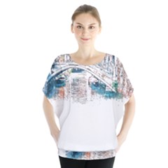 Venice T- Shirt Venice Voyage Art Digital Painting Watercolor Discovery T- Shirt Batwing Chiffon Blouse