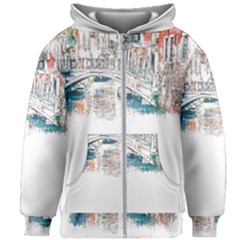 Venice T- Shirt Venice Voyage Art Digital Painting Watercolor Discovery T- Shirt Kids  Zipper Hoodie Without Drawstring by ZUXUMI