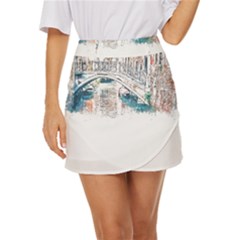 Venice T- Shirt Venice Voyage Art Digital Painting Watercolor Discovery T- Shirt Mini Front Wrap Skirt by ZUXUMI