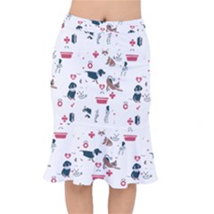 Veterinarian Gift T- Shirt Veterinary Medicine, Happy And Healthy Friends    Pattern    Coral Backgr Short Mermaid Skirt