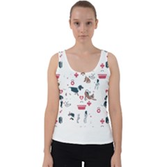 Veterinarian Gift T- Shirt Veterinary Medicine, Happy And Healthy Friends    Pattern    Coral Backgr Velvet Tank Top by ZUXUMI