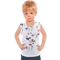 Veterinarian Gift T- Shirt Veterinary Medicine, Happy And Healthy Friends    Pattern    Coral Backgr Kids  Sport Tank Top