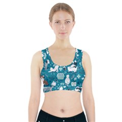 Veterinarian Medicine T- Shirt Veterinary Medicine, Happy And Healthy Friends    Turquoise Backgroun Sports Bra With Pocket by ZUXUMI