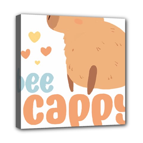 Capybara T- Shirt Bee Cappy - A Cute Capybara And A Bee Illustration T- Shirt Yoga Reflexion Pose T- Shirtyoga Reflexion Pose T- Shirt Mini Canvas 8  X 8  (stretched) by hizuto