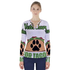 Veterinary Medicine T- Shirt Will Give Veterinary Advice For Tacos Funny Vet Med Worker T- Shirt V-neck Long Sleeve Top by ZUXUMI