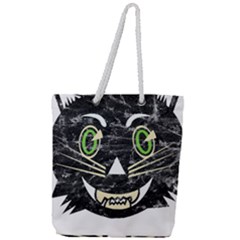 Vintage Halloween Black Cat T- Shirt Vintage Halloween Black Cat T- Shirt Full Print Rope Handle Tote (large) by ZUXUMI