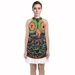 Vintage Halloween Owl T- Shirt Vintage Halloween Owl T- Shirt Velvet Halter Neckline Dress 