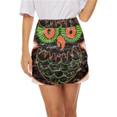 Vintage Halloween Owl T- Shirt Vintage Halloween Owl T- Shirt Mini Front Wrap Skirt