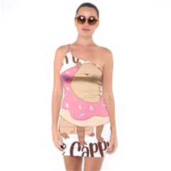 Capybara T- Shirt Cute Gentlemen Capybara T- Shirt Yoga Reflexion Pose T- Shirtyoga Reflexion Pose T- Shirt One Shoulder Ring Trim Bodycon Dress by hizuto