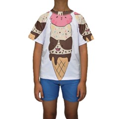 Cat Ice Cream T- Shirt Cute Cat Cream Cone T- Shirt Yoga Reflexion Pose T- Shirtyoga Reflexion Pose T- Shirt Kids  Short Sleeve Swimwear by hizuto