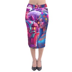 Fantasy Arts  Velvet Midi Pencil Skirt