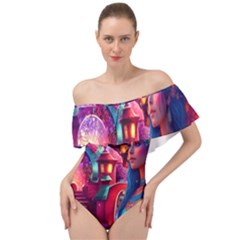 Fantasy Arts  Off Shoulder Velour Bodysuit 