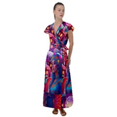 Fantasy Arts  Flutter Sleeve Maxi Dress by Internationalstore