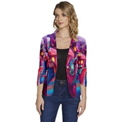 Fantasy Arts  Women s One-Button 3/4 Sleeve Short Jacket