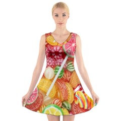 Aesthetic Candy Art V-neck Sleeveless Dress