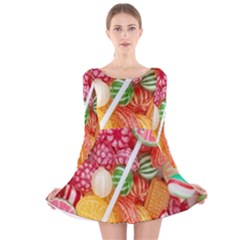 Aesthetic Candy Art Long Sleeve Velvet Skater Dress