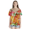 Aesthetic Candy Art V-Neck Flutter Sleeve Top View1