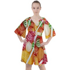 Aesthetic Candy Art Boho Button Up Dress