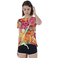 Aesthetic Candy Art Short Sleeve Open Back T-shirt by Internationalstore