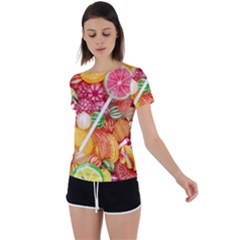 Aesthetic Candy Art Back Circle Cutout Sports T-shirt by Internationalstore