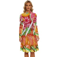 Aesthetic Candy Art Long Sleeve Shirt Collar A-line Dress by Internationalstore