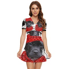 Black Hole T- Shirt Planet Eater Colour T- Shirt V-neck High Waist Chiffon Mini Dress by EnriqueJohnson