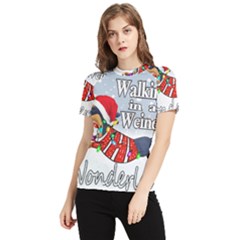 Weiner T- Shirt Walking In A Weiner Wonderland T- Shirt (1) Weiner T- Shirt Walking In A Weiner Wonderland T- Shirt Women s Short Sleeve Rash Guard by ZUXUMI