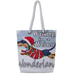 Weiner T- Shirt Walking In A Weiner Wonderland T- Shirt (1) Weiner T- Shirt Walking In A Weiner Wonderland T- Shirt Full Print Rope Handle Tote (Small)