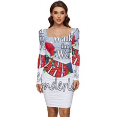 Weiner T- Shirt Walking In A Weiner Wonderland T- Shirt (1) Weiner T- Shirt Walking In A Weiner Wonderland T- Shirt Women Long Sleeve Ruched Stretch Jersey Dress