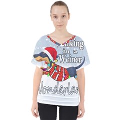 Weiner T- Shirt Walking In A Weiner Wonderland T- Shirt (1) Weiner T- Shirt Walking In A Weiner Wonderland T- Shirt Welder T- Shirt Funny Welder T- Shirt V-Neck Dolman Drape Top