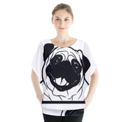 Black Pug Dog If I Cant Bring My Dog I T- Shirt Black Pug Dog If I Can t Bring My Dog I m Not Going Batwing Chiffon Blouse