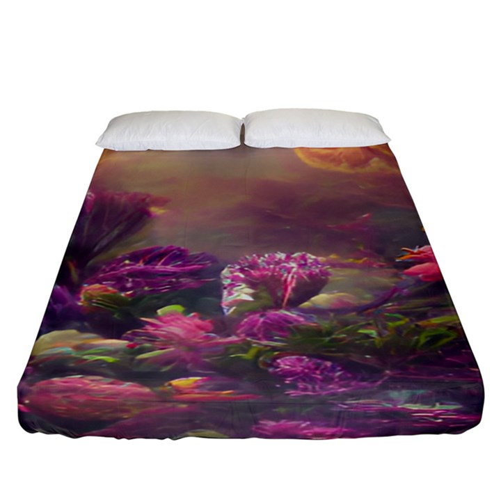 Floral Blossoms  Fitted Sheet (King Size)