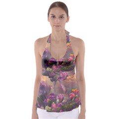 Floral Blossoms  Tie Back Tankini Top by Internationalstore