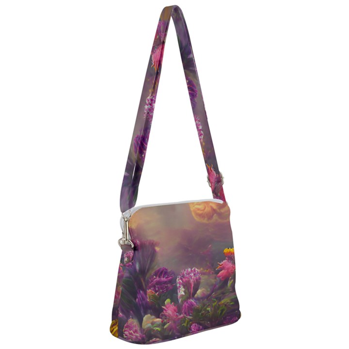 Floral Blossoms  Zipper Messenger Bag