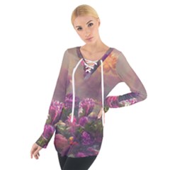 Floral Blossoms  Tie Up T-shirt by Internationalstore