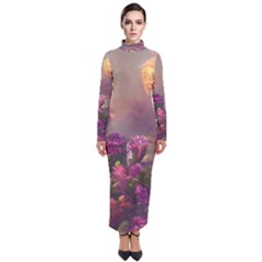 Floral Blossoms  Turtleneck Maxi Dress by Internationalstore