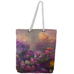 Floral Blossoms  Full Print Rope Handle Tote (large) by Internationalstore