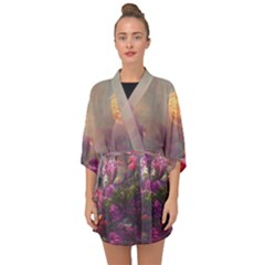 Floral Blossoms  Half Sleeve Chiffon Kimono by Internationalstore