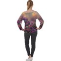 Floral Blossoms  Off Shoulder Long Sleeve Velour Top View2