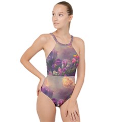 Floral Blossoms  High Neck One Piece Swimsuit by Internationalstore