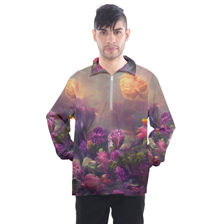 Floral Blossoms  Men s Half Zip Pullover