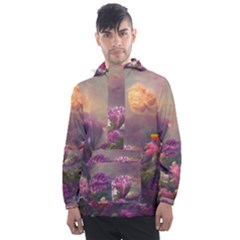 Floral Blossoms  Men s Front Pocket Pullover Windbreaker by Internationalstore