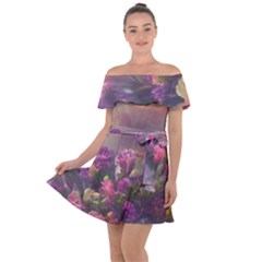 Floral Blossoms  Off Shoulder Velour Dress by Internationalstore