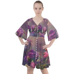 Floral Blossoms  Boho Button Up Dress by Internationalstore