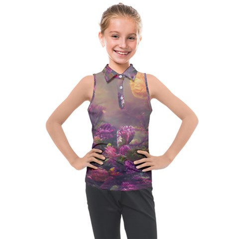 Floral Blossoms  Kids  Sleeveless Polo T-shirt by Internationalstore