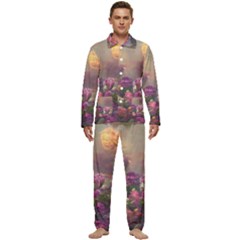 Floral Blossoms  Men s Long Sleeve Velvet Pocket Pajamas Set by Internationalstore