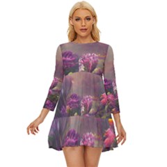 Floral Blossoms  Long Sleeve Babydoll Dress by Internationalstore