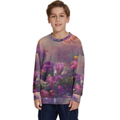 Floral Blossoms  Kids  Crewneck Sweatshirt by Internationalstore