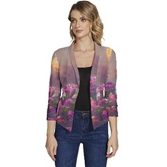 Floral Blossoms  Women s Casual 3/4 Sleeve Spring Jacket by Internationalstore