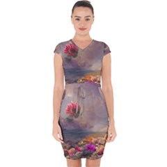 Floral Blossoms  Capsleeve Drawstring Dress  by Internationalstore